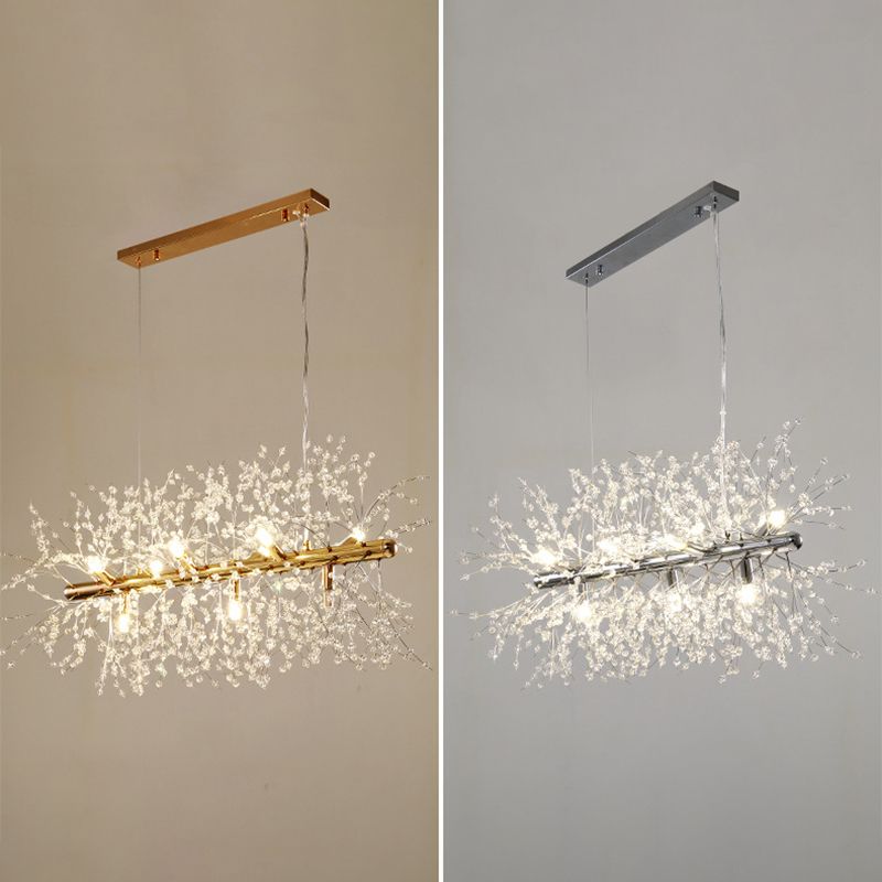 Sputnik Island Lamp Contemporary Hanging Light with Crystal for Dining Room