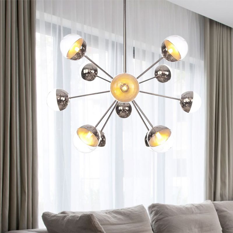 Semi-encastré Globe pour salle à manger, verre blanc/transparent/gris fumée, 9/12/15 lumières, luminaire semi-encastré contemporain en cuivre/chrome/or