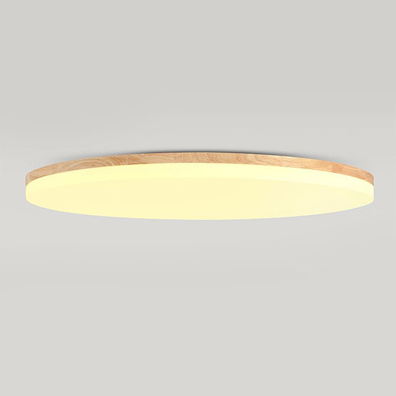 Luces de techo a ras de círculo de madera de estilo moderno 1-Luz de montaje de descarga de luz para dormitorio