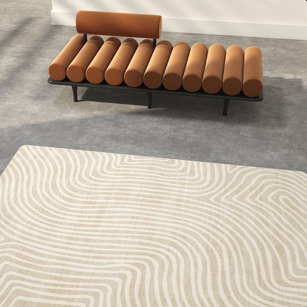 Yellow Tone Modern Area Carpet Polyester Banded Indoor Rug Anti-Slip Backing Carpet for Home Decor