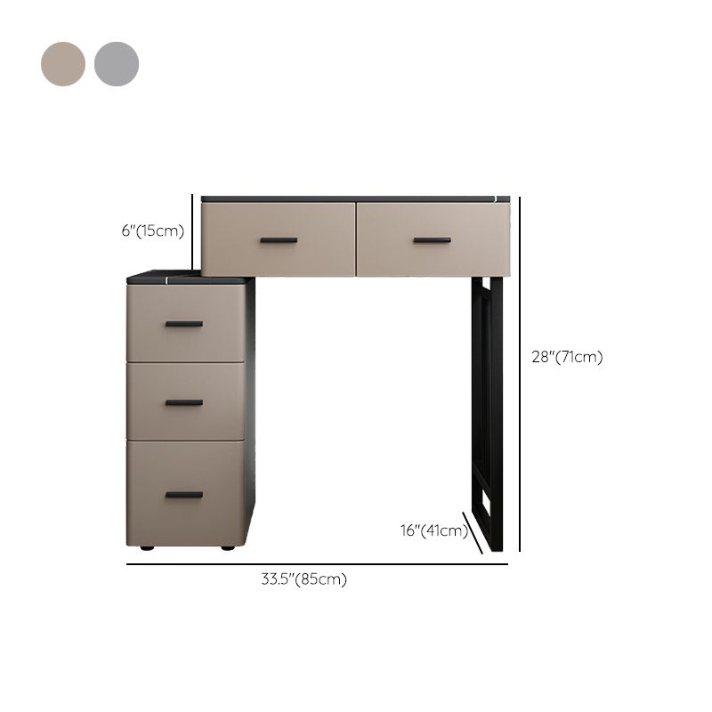 Mirrored Vanity Table and Stool Set 25.59" Wide Stone Top Vanity Desk
