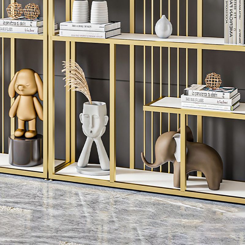 Metal Bookshelf Etagere Contemporary Open Back Bookcase with Shelves