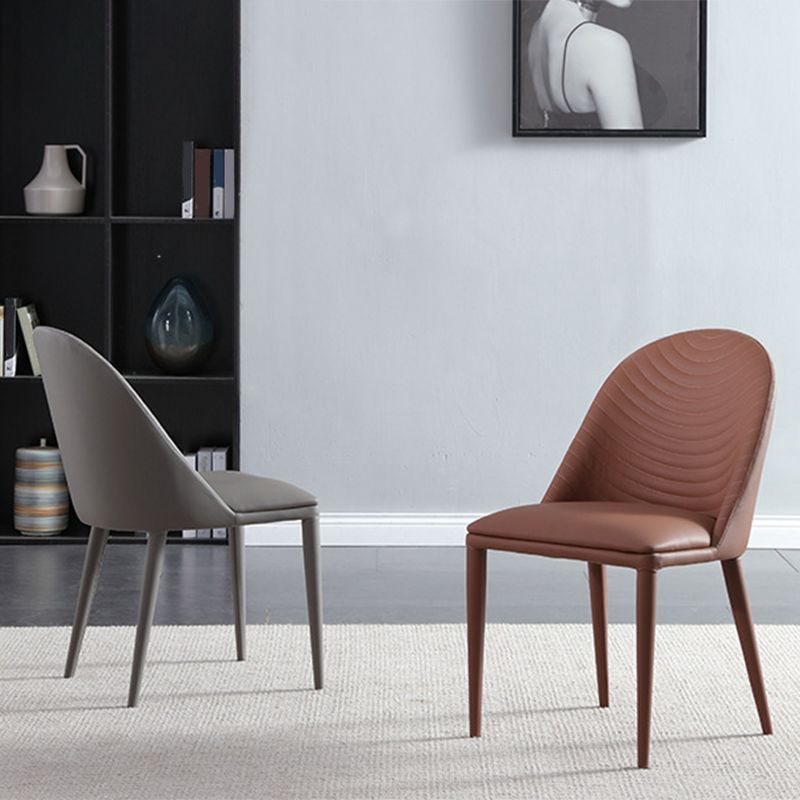 Modern Style Armless Side Chairs Faux Leather Chair with Metal Legs for Kitchen