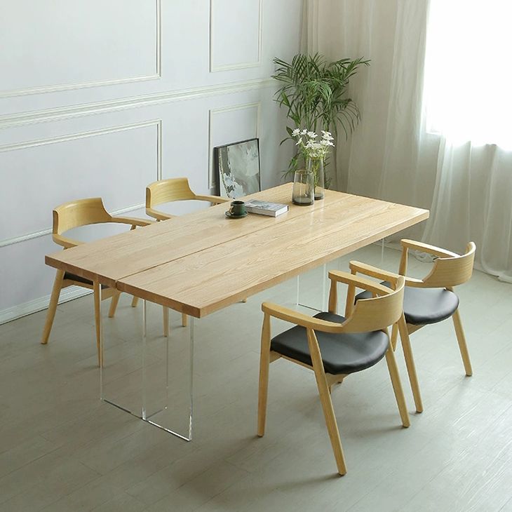 Rectangle Dining Table Modern Style Solid Wood Dinner Table for Home Kitchen