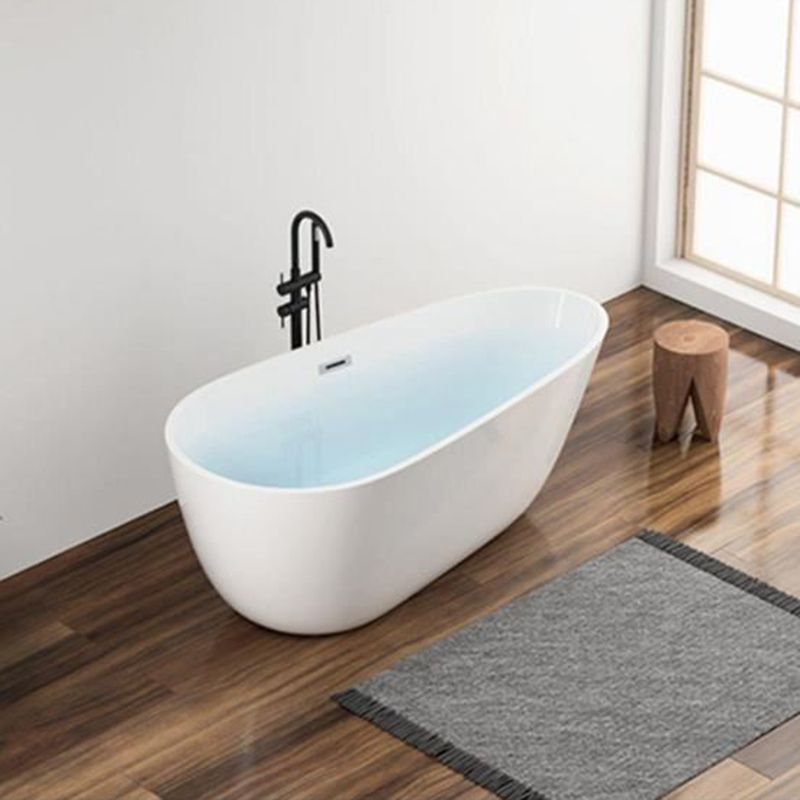 Modern Acrylic Bathtub Freestanding Soaking Bathtub with Drain Bathtub and Overflow Hole