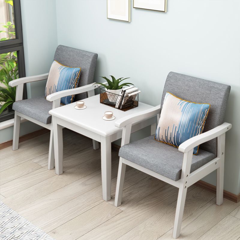 Nordic Style Wood Armrest Cushion Back Solid Wood Frame Arm Chair