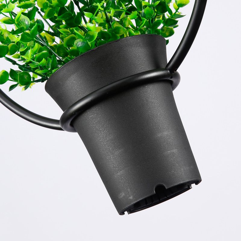 Lampada sospesa geometrica vintage Ciondolo di illuminazione in ferro singola con pianta artificiale in nero