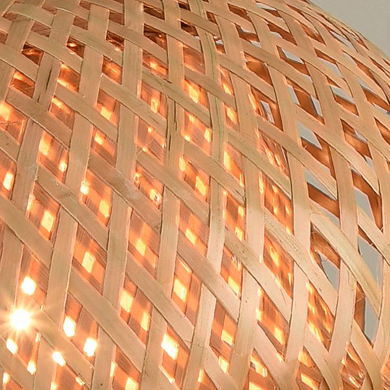 Asian Hand-Woven Suspension Pendant Light Rattan 1 Light Pendant