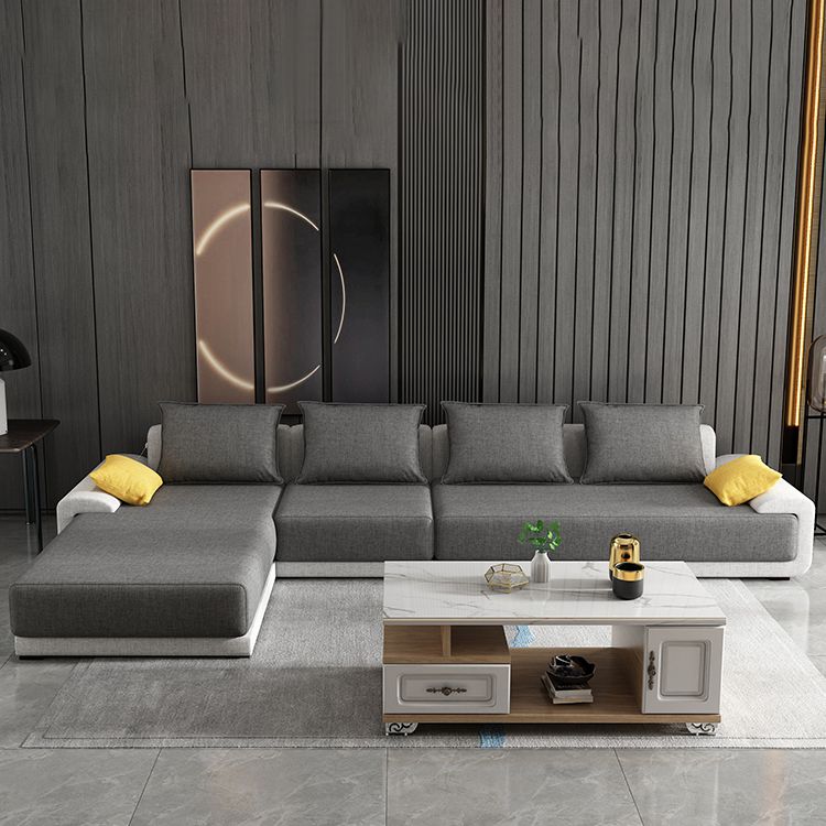 Contemporary Removable Cushions Loose Back Sofa with Reversible Chaise for Living Room