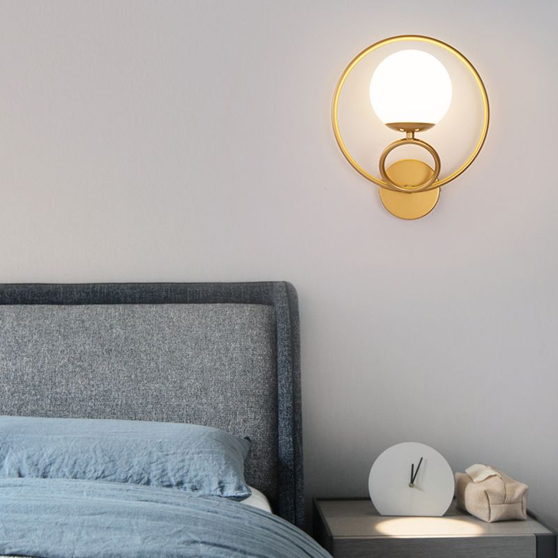 Modern Wall Mount Lamp 1-Light Spherical with Glass Shade for Bedroom