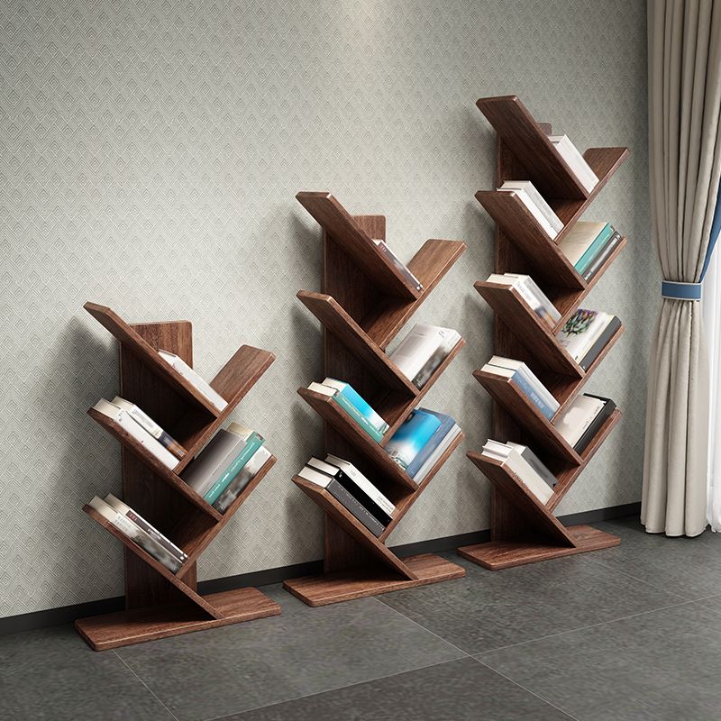 Wooden Standard Bookshelf Scandinavian Open Back Bookcase with Shelves