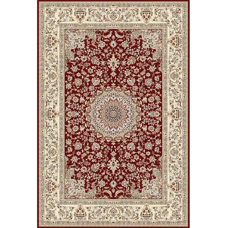 Traditional Flowers Pattern Carpet Polyester Area Rug Stain Resistant Indoor Carpet for Living Room