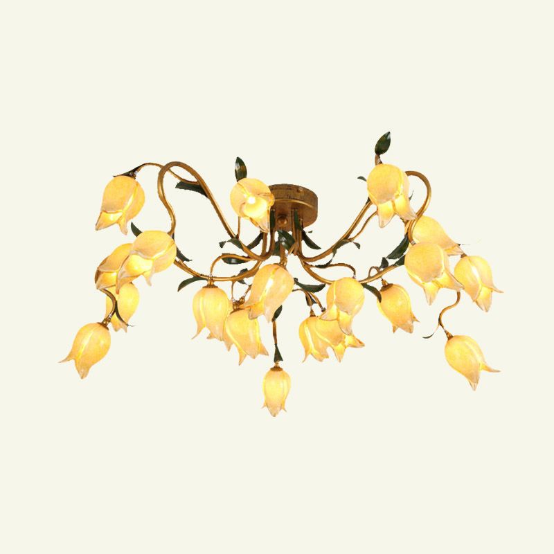 Luz de techo de 20 cabezas lámpara de techo del campo de latón de metal de metal LED SEMI ILUMINACIÓN DE MONTAJE