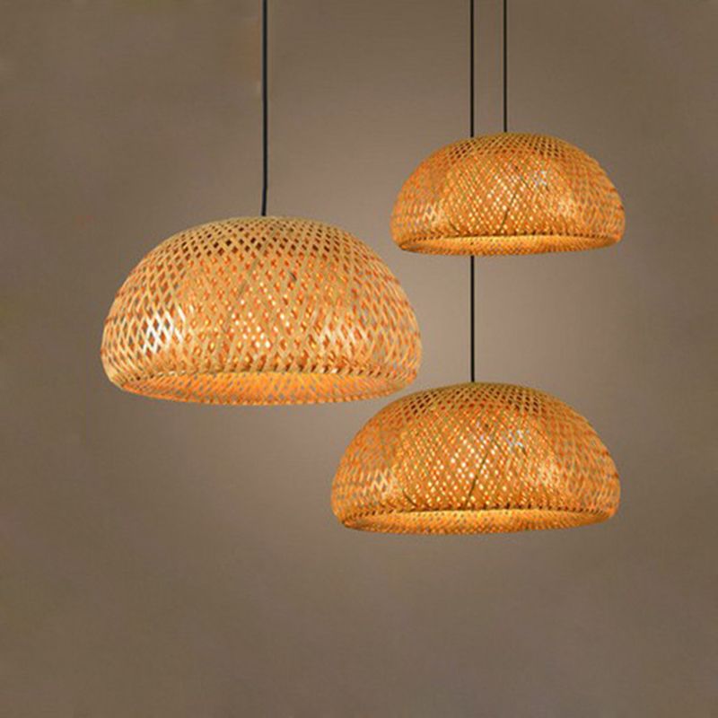 Chinese Bamboo Pendant Light Dome Ceiling Light Fixture for Dining Room