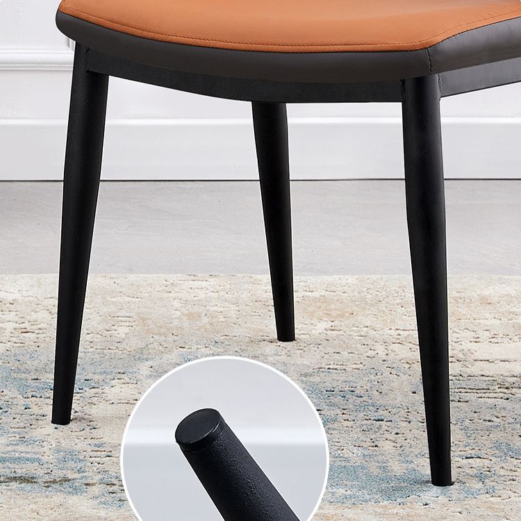 Minimalist Style Leather Dining Chairs Open Back Dining Side Chairs for Home
