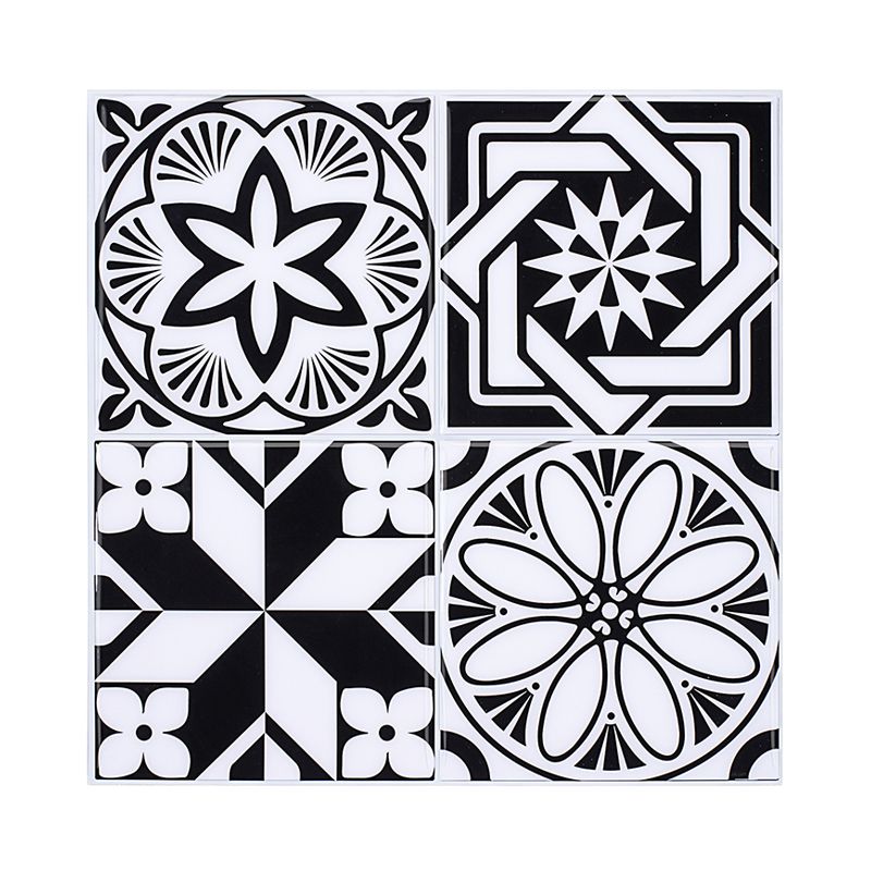 Black Flower-Like Wallpapers Seamless Pattern Boho Pick Up Sticks Wall Art for Restroom