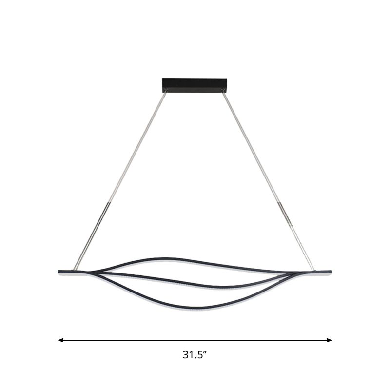 Metallic Leaf-Like Island Lighting Nordic LED Black Pendant Light Kit in Warm/White Light, 31.5"/39"/47" Wide