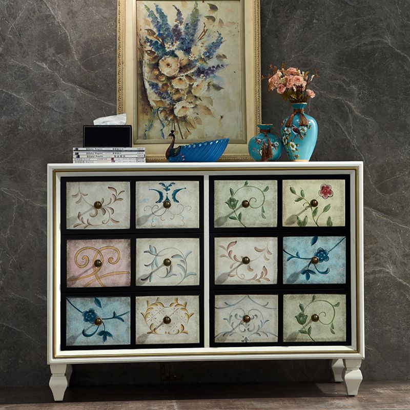 American Traditional Wooden Storage Chest Home Chest with Drawers