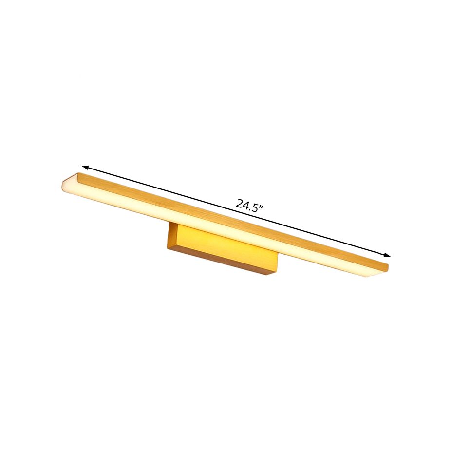 Iluminación tocador rectángulo delgado de aluminio moderna 16.5 "/24.5" Dia Led Golden Wall Light en luz cálida/blanca para el baño