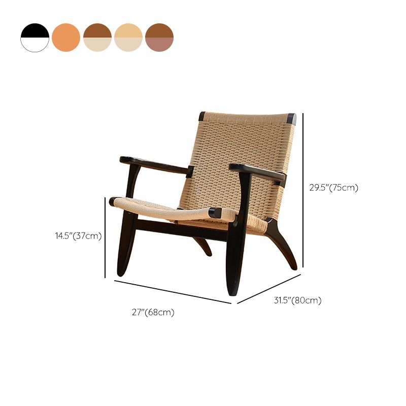 Contemporary Solid Wood Arm Chair Home Cane Back Dining Chair