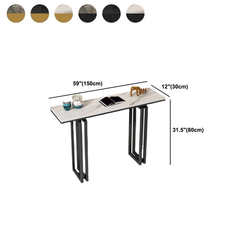 Modern Rectangle Top Accent Table with Iron Base for Hall Console Table