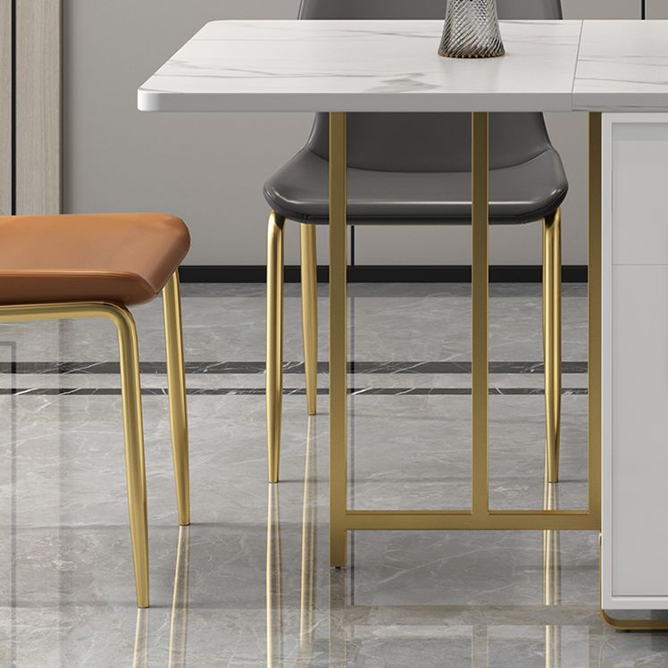 51.2''l Mesa de comedor de piedra sinterizada contemporánea Plegable mesa de comedor blanco para la cocina