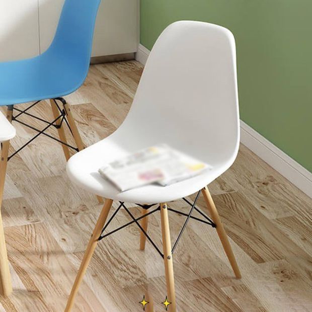 Contemporary Style Dining Room Chair Solid Back Single Dining Armless Chair with Wooden Legs