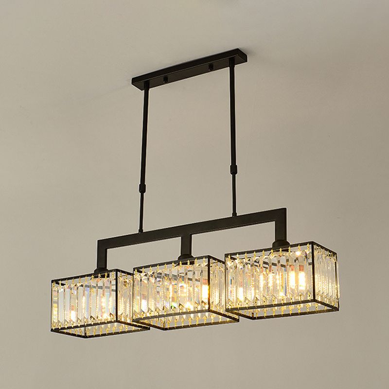 Luxury Rectangular Shade Pendant Light, Simple Crystal Pendant Lighting for Dinner Table
