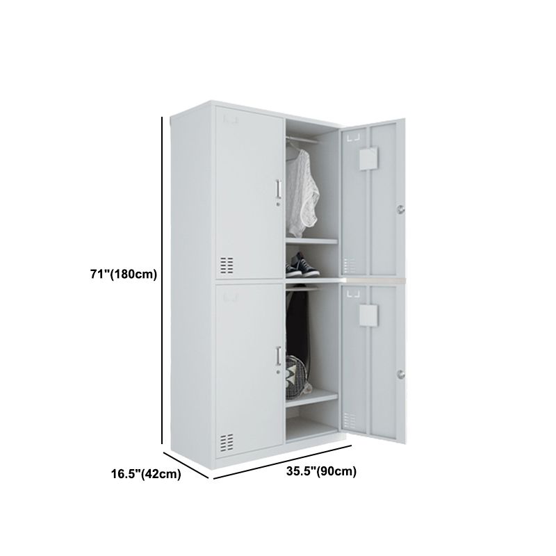 Modern Style Wardrobe Gray Colour Metal Wardrobe Closet with Locks