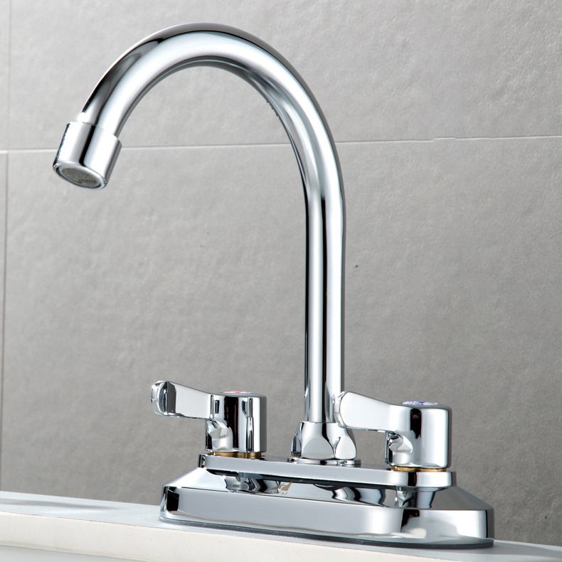 Contemporary Knob Handle Faucet Swivel Spout Bathroom Faucet