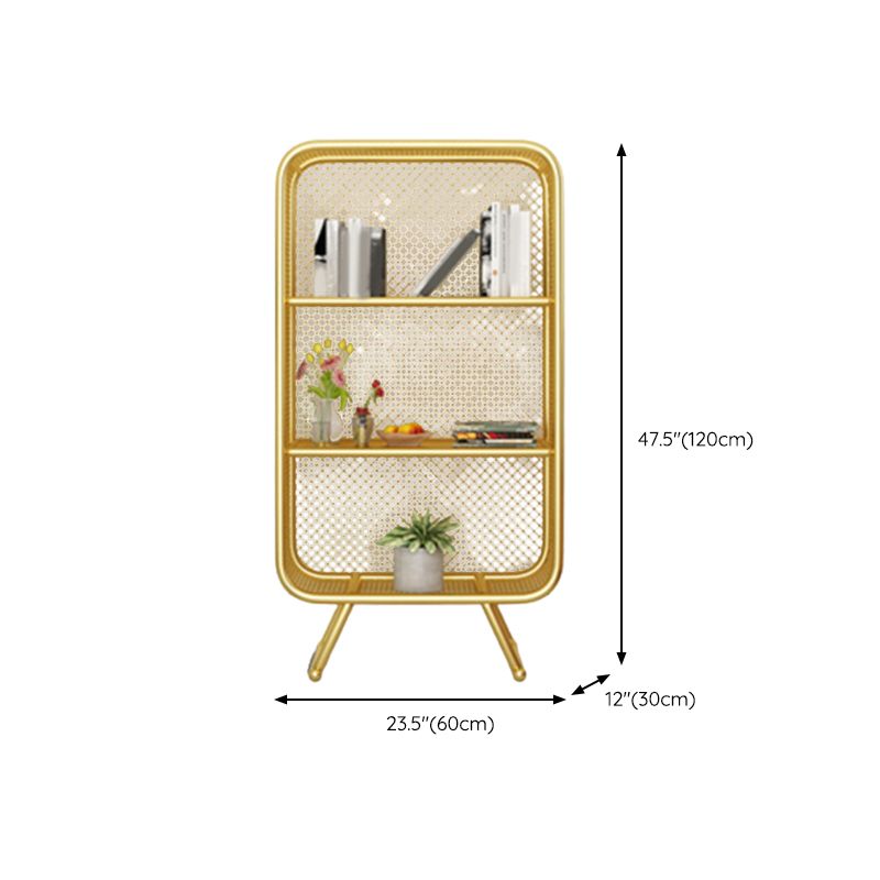 Closed Back Bookshelf Standard Metal Glam Bookcase with Shelves