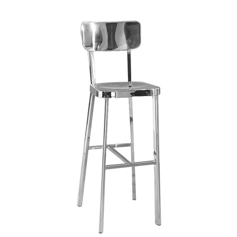 Industrial Armless Bar Stools Metal Low Back Dining Stool with Footrest