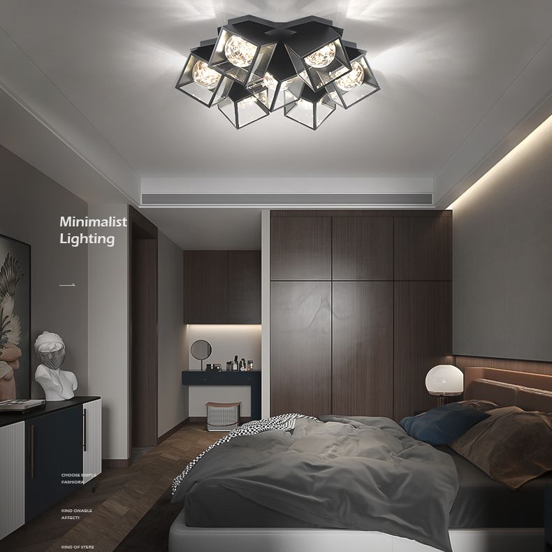 Metall + Acryl Quadrat Schatten Sternenhimmel Design Decke Licht Moderne Einfachheit Flush Montage Beleuchtung Halterung für Wohnzimmer