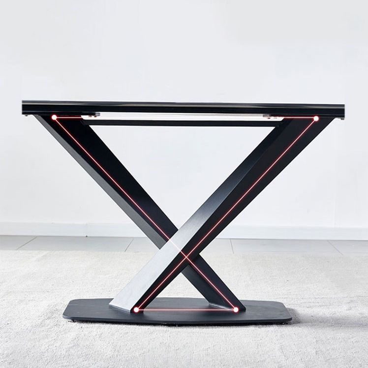 Rectangle Sintered Stone Kitchen Table Modern Black Dining Room Table