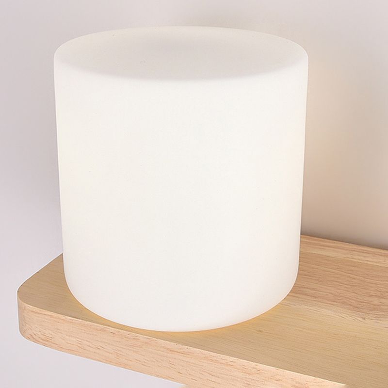 Japanese Style Wooden Wall Lamp Geometry Wall Light for Bedroom (Flowerpot Not Included)