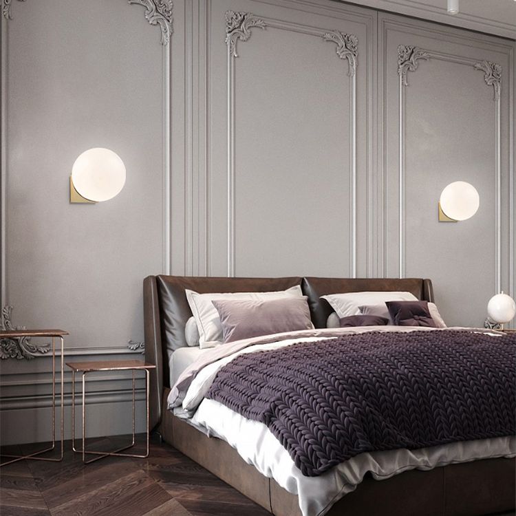 Glass Spherical Wall Lighting Fixture Simplicity Style Sconce Light Fixture in White