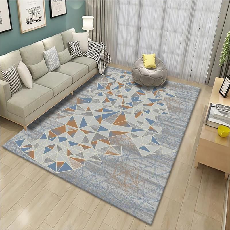 Apricot Modern Rug Polyester Geometric Patterns Rug Washable Rug for Living Room