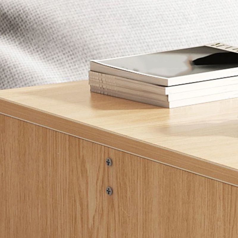 12.5"/15.7" Tall Modern Sled Base Wood Rectangular Table Top Coffee Table