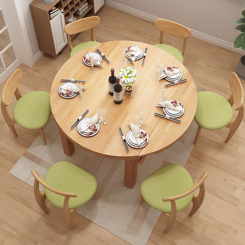 Contemporary Extendable Solid Wood Dining Table Kitchen Standard Dining Table with 4 Legs Base