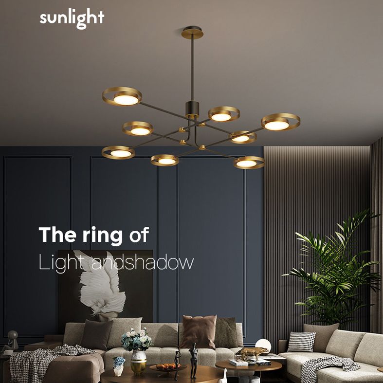 Metal Postmodern Chandelier LED Hanging Light for Living Room Dinning Room