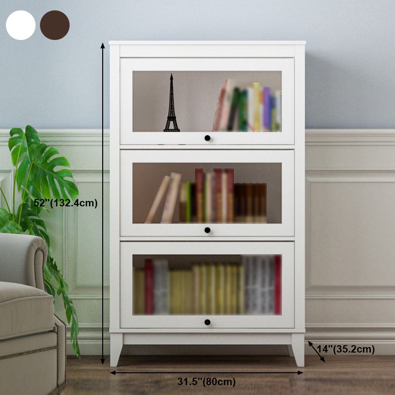 Manufactured Wood Standard Bookcase Vertical Bookcase with Glass Doors