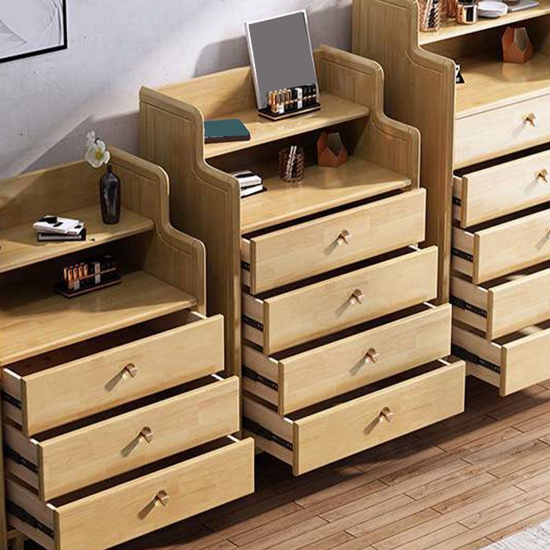Glam Vertical Solid Wood Storage Chest Bedroom Chest with Drawers