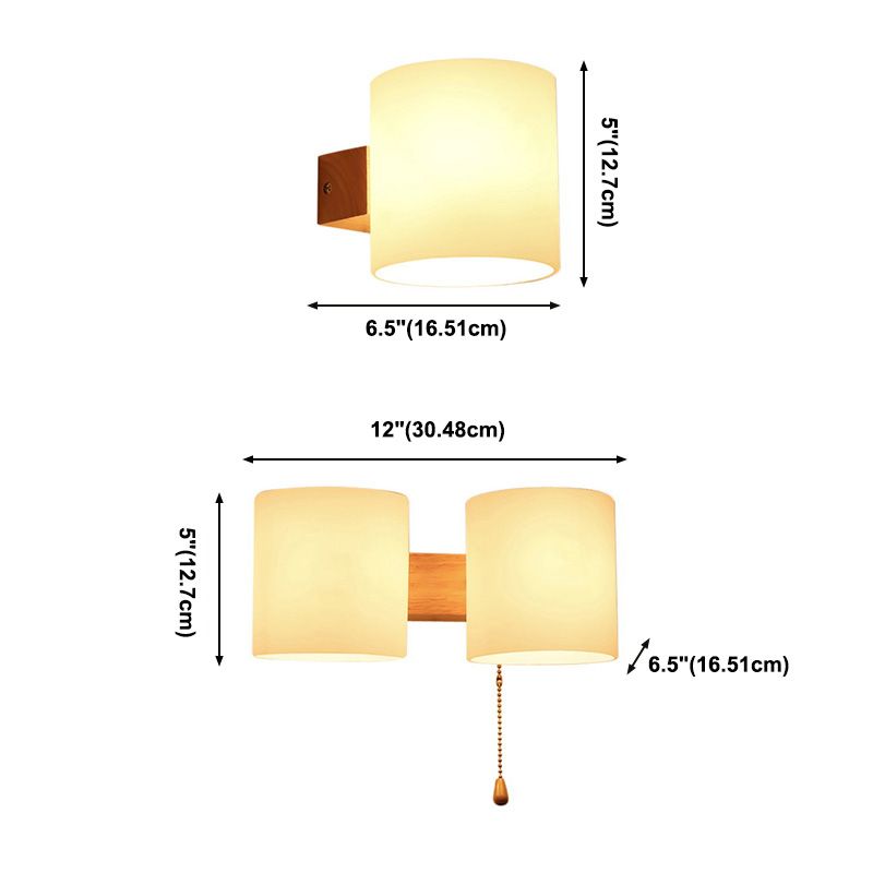 Cylinder Wall Mounted Lamp Postmodern Simplicity Wood Wall Sconce for Living Room