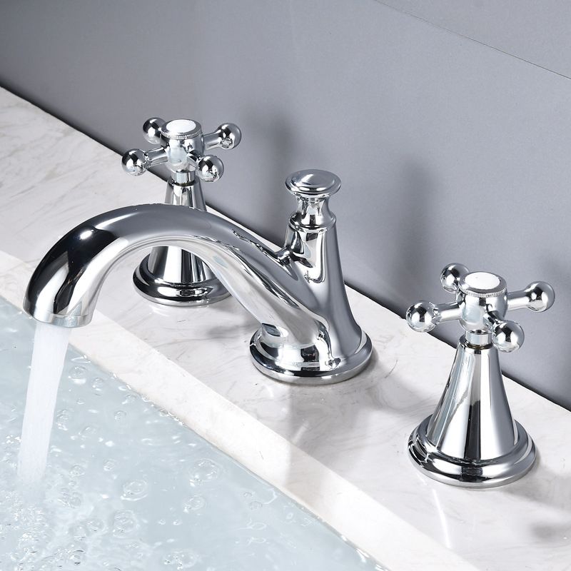Industrial Centerset Faucet Brass Cross Handles 3 Holes Centerset Bathroom Faucet