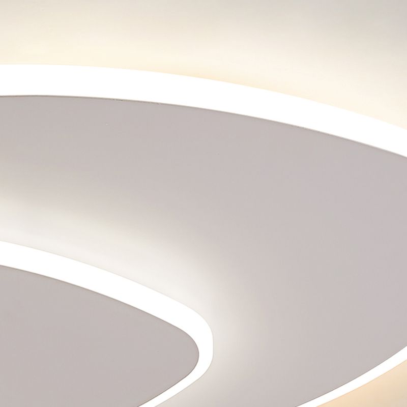 Plafonnier LED en acrylique blanc de style concis et moderne, plafonnier ovale à 2 lumières en fer