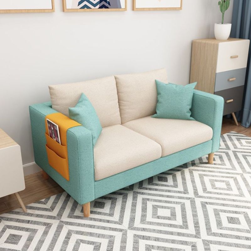Loose Back Square Arm Sofa 2-Seater Fabric Cushions Loveseat with Storage