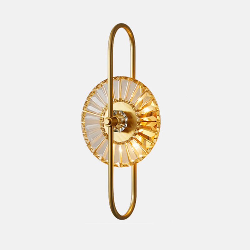 2 / 3 - Light Wall Light Solid Brass and Crystal Post Modern Wall Sconce