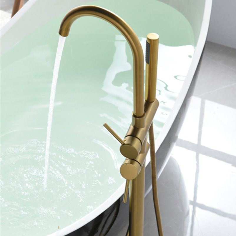 Modern Freestanding Tub Filler Floor Mounted Tub Faucet with Dual Handle