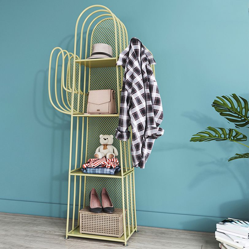 Modern Style Bookcase 4 Shelf Closed Back Metal Bookshelf for Home