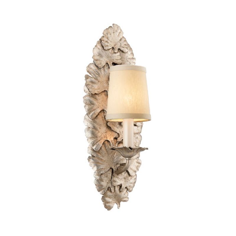 Fabric Bell Wall Mounted Light Fixture Countryside 1 Light Bedroom Sconce in White/Bronze